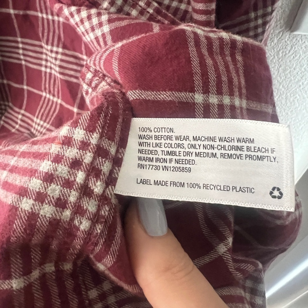 GOODFELLOW - men’s Burgundy Plaid Cotton Shirt size L - Picture 3 of 4